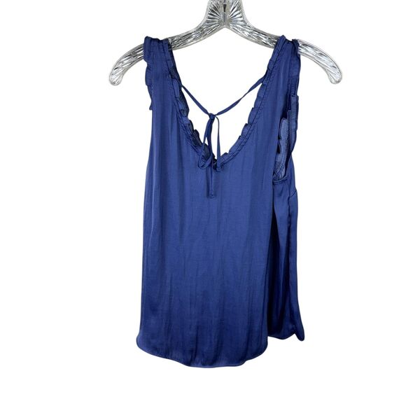 Lauren Conrad Sleeveless Blue Ruffle Tank Stretchy Women's Size Large Summer - Picture 2 of 4